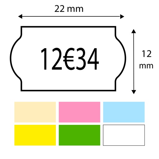 CONTACT - Etiquettes - 22 x 12 mm - Couleur - Pour pince 6.22 OU 8.22 - (UVC:72000)