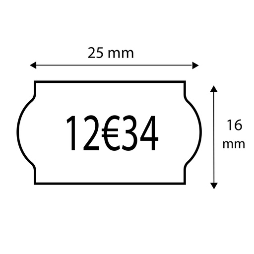 CONTACT - Etiquettes - 25 x 16 - Blanche GUM4 Textile - Pour pince 14.16 ou 16.16 - (UVC:46200)