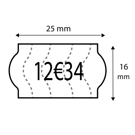 CONTACT - Etiquettes - 25 x 16 - Blanche Antivol - Pour pince 14.16 ou 16.16 - (UVC:30000)