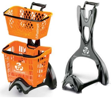 Chassis plastique à roulettes ral 7043 pour panier libre service Mini Okyt et Okyt