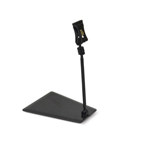 Pied trapézoïdal avec tige et pince noire Format 150x90x100 mm (HtxlxL) - (UVC:1) Vendue par multiple de 10