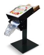 Présentoir Kraft standard et dévidoir sac gant montés sur platine 350 mm
