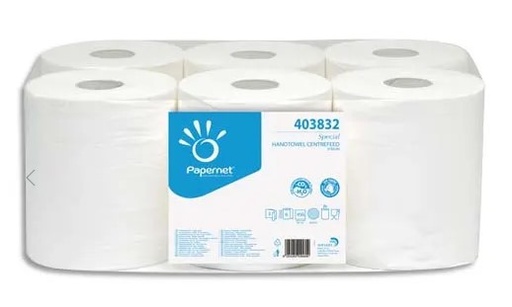 Bobine essuyage à dévidage central 2 plis pure ouate de cellulose blanc - (UVC:6)