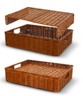Faux-fond pour Corbeille métal epoxy/ tressage polypropylène petit modèle chocolat - 380 x 280 x 65 mm - (UVC:4)