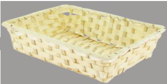 Corbeille rectangle petit modèle bambou tressé - crème - 280 x 200 x 60 mm - (UVC:200)