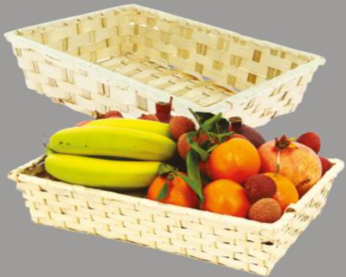 Corbeille rectangle moyen modèle bambou tressé - crème - 330 x 230 x 70 mm - (UVC:144)