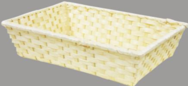 Corbeille rectangle grand modèle bambou tressé - crème - 380 x 280 x 70 mm - (UVC:100)