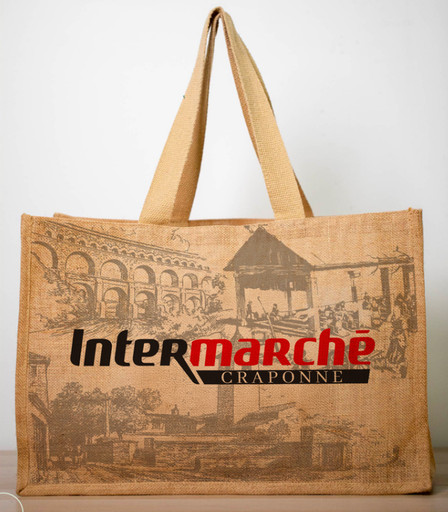 Sac en jute personnalisé - 500 + 210 x 340 mm - JUT 56 - (UVC:1)