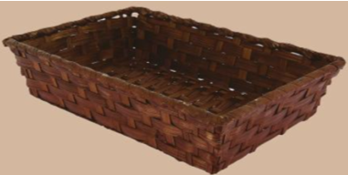 Corbeille rectangle moyen modèle bambou tressé - marron - 330 x 230 x 70 mm - (UVC:144)