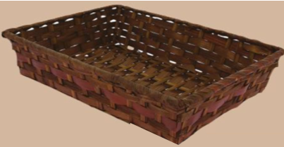 Corbeille rectangle grand modèle bambou tressé - marron - 380 x 280 x 70 mm - (UVC:100)