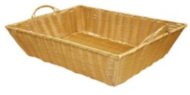 Corbeille de présentation évasée avec anses - polypropylène fil creux armature epoxy - coloris miel - 520 x 400 x 120/150 mm - (UVC:20)