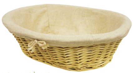 Panière boulangère ovale osier doublé jute - 310 x 240 x 90 mm - (UVC:20)