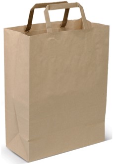 Sacs Kraft Brun Poignées plates - avec code barre et mentions légales - 80g - 320 x 210 x 355 mm - (UVC: 250)