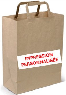 Sacs Kraft Brun Poignées plates - Impression personnalisée - 80g - 320 x 210 x 345 mm - (UVC: 250)