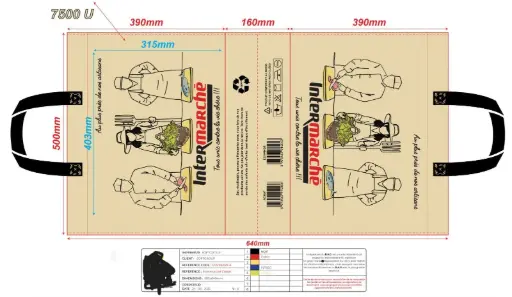 Sac cabas polypropylène 80 gr/m² thermosoudé non tissé et non laminé avec anses et fond soufflet - 390+160x500 - (UVC:300)
