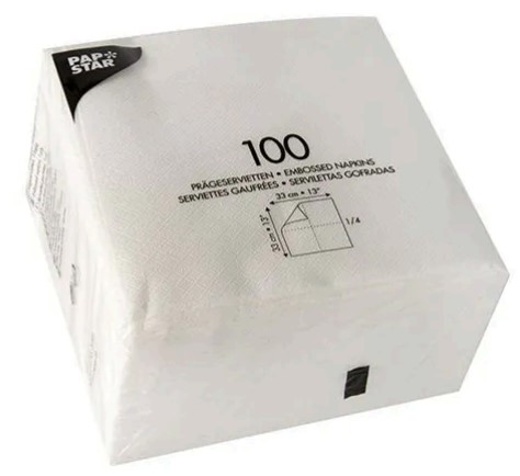 Serviettes papier blanc 1 couche - 330 x 330 mm- (UVC:2000)