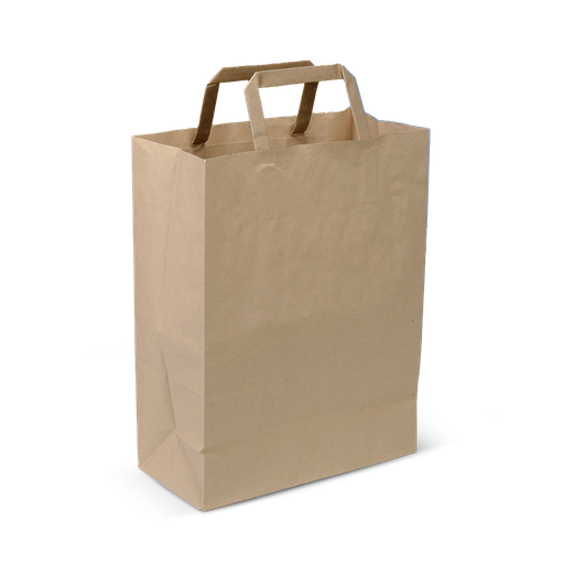 Sacs Kraft Brun Poignées plates - 200 x 100 x 280 mm - (UVC:250)