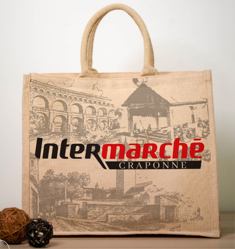 Sac en jute personnalisé - 420 + 185 x 360 mm - JUCO - (UVC:1)